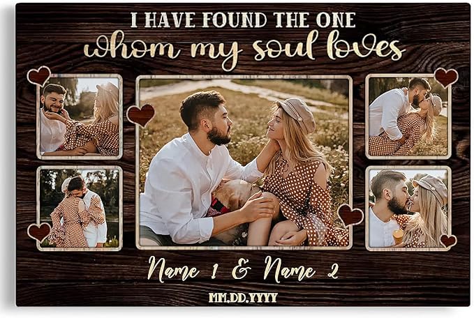 Dem Canvas Personalized Canvas Prints, Couple Romance Gifts - Custom Wedding & Engagement Canvas (12x08)