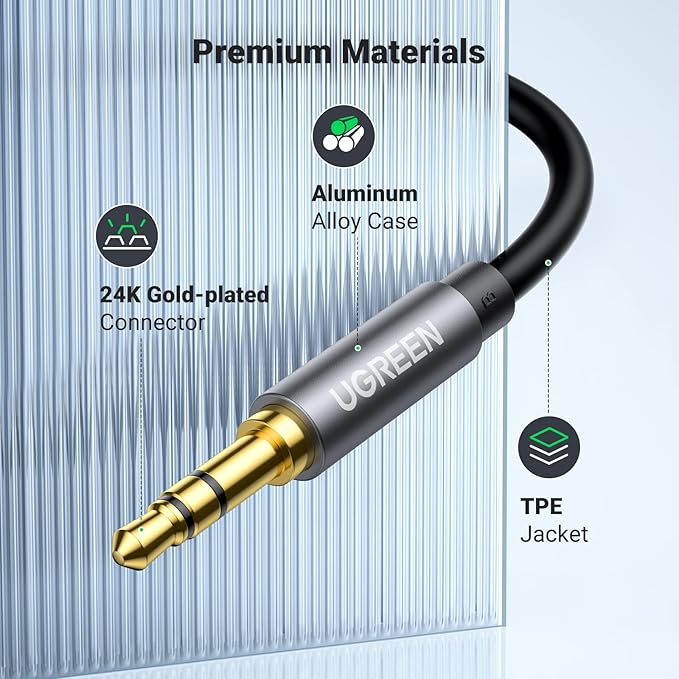UGREEN Headphone Extension Cable 3.5mm Extension Gold Plated Aux Cable Audio Stereo Jack Male to Female TRS Cord Extender Compatible with iPhone iPad Phones Tablets Media Players, 10FT