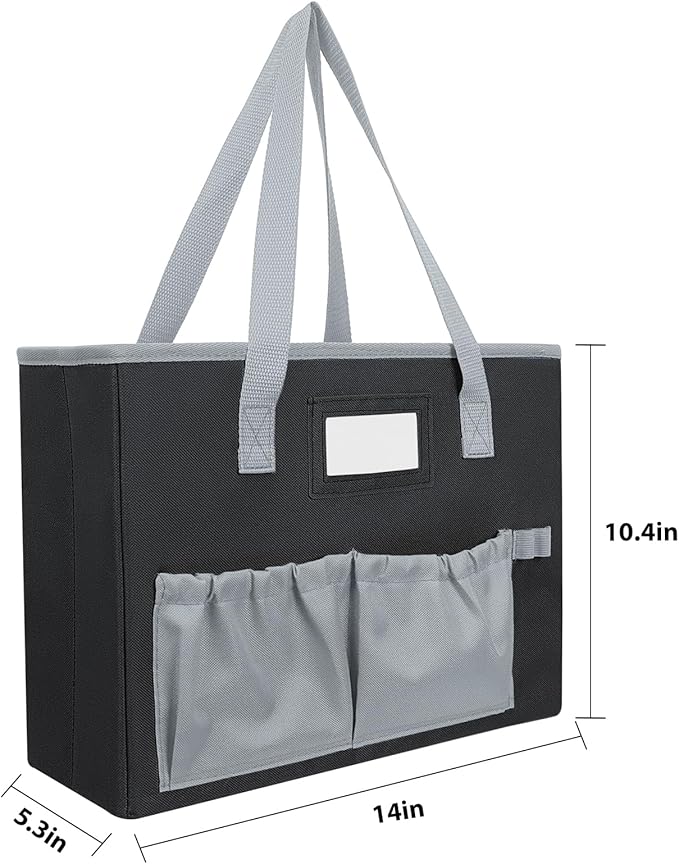 abcxgood Desktop File Organizer Box,Collapsible Hanging Filing Box,Home Office Document Storage Organizer with Front Pocket and Handles, Letter Size Folder. (BLACK)