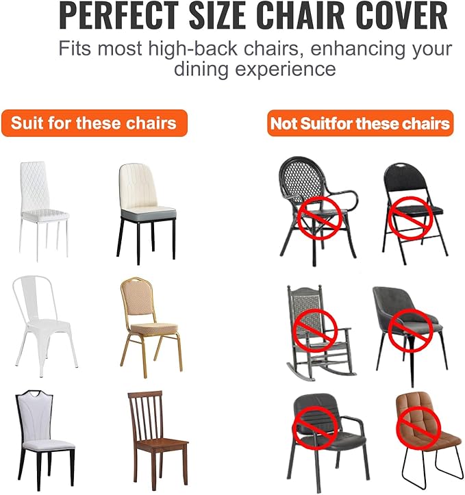 VEVOR 30 Pcs Flat-Front Chair Covers Polyester Spandex Chair Cover Stretch Slipcovers, Wedding, Holiday, Banquet, Party, Celebration, Dining,White