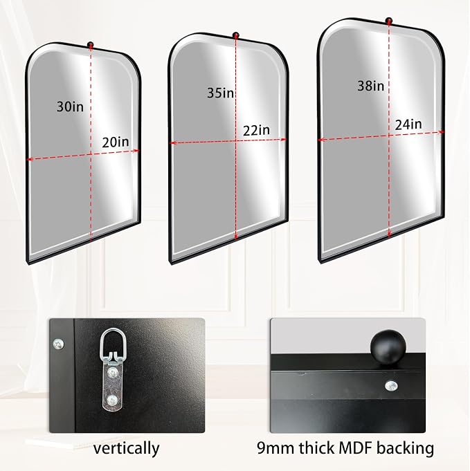 POZINO Bathroom Beveled Mirror, 30"x20" Modern Vanity Wall Mirror for Over Sink, Rounded Corner Rectangle Aesthetic Mirrors for Entryway Hallway Bedroom Living Room Fireplace