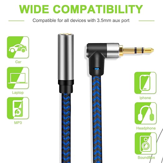 GGMTY 3.5mm Male to Female Extension Stereo Audio Extension Cable 30FT, Cotton-Braided Audio Extension Cable, Stereo Jack Cord for Phones, Headphones, Speakers, Tablets, PCs and More
