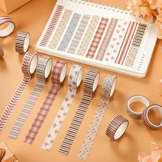 YooNotee 12 Rolls Watercolor Floral Washi Tape Set 15 mm Vintage Flower