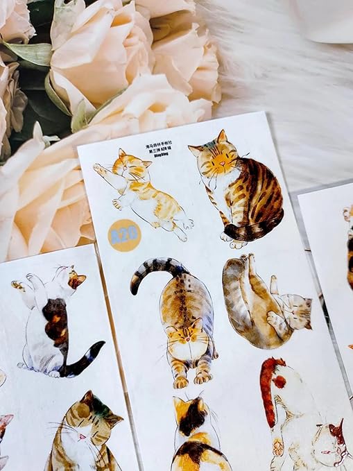 RICHTAPES-Seahorse Forest Vol3-A20 Meow,Original Design Cute Cat Vintage Thin Washi Tape Stickers,for Scrapbook Supplies,Scrapbook Tape Stickers,Junk Journal Stickers,Bullet Journal Supplies