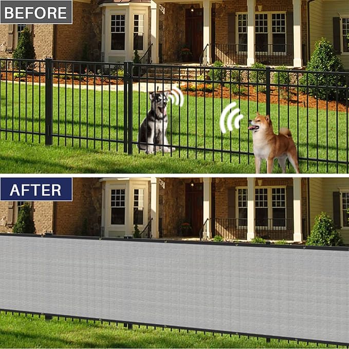 Windscreen4less Privacy Fence Screen Heavy Duty Windscreen Fencing Mesh Fabric Shade Net Cover with Brass Grommtes for Outdoor Wall Garden Yard Pool Deck, 6'x51' Light Gray