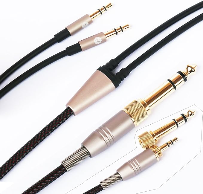 NEW NEOMUSICIA Replacement Cable Compatible with Hifiman HE4XX, HE-400i (The Latest Version with Both 3.5mm Plug) Headphones 3.5mm / 6.35mm to Dual 3.5mm Jack Male Cord 3meters/9.9ft