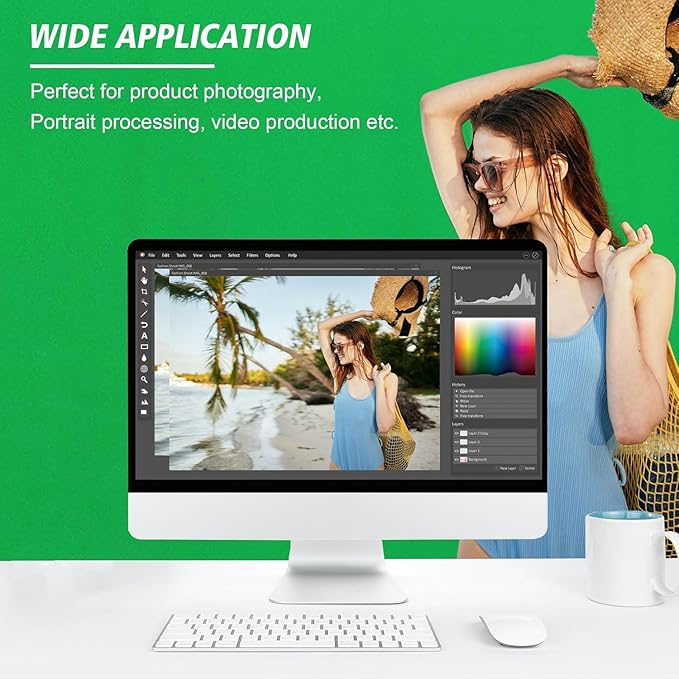 6 x 8 FT Green Screen Backdrop - Polyester Fabric for Video Streaming, Portrait Photoshoot, Wall Mounted, Parties and Small Events