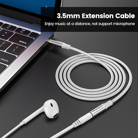 MOSWAG 3.28FT/1Meter 3.5mm Extension Cable Audio Male to Female Stereo Extension Adapter Nylon Braided Cord Compatible for Home/Car Stereos Smartphones Headphones Tablets Media Players and More
