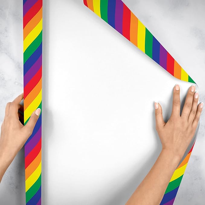 Jillson Roberts Bulk Gift Wrap, Everyday Gift Wrapping Supplies, Rainbow Stripe, 1/2 Ream 417 feet x 30 inches