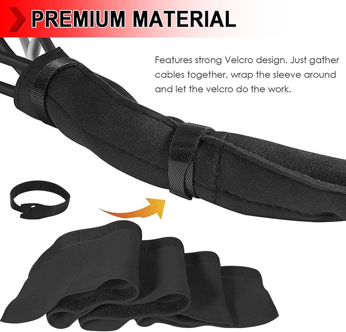 2 PCS Trolling Motor Cable Organizer Sleeve, 60" L Neoprene Troll Sleeve Trolling Motor Wire Cover, Cable Management Sleeve Wrap for Cover Wire and Extension Cords