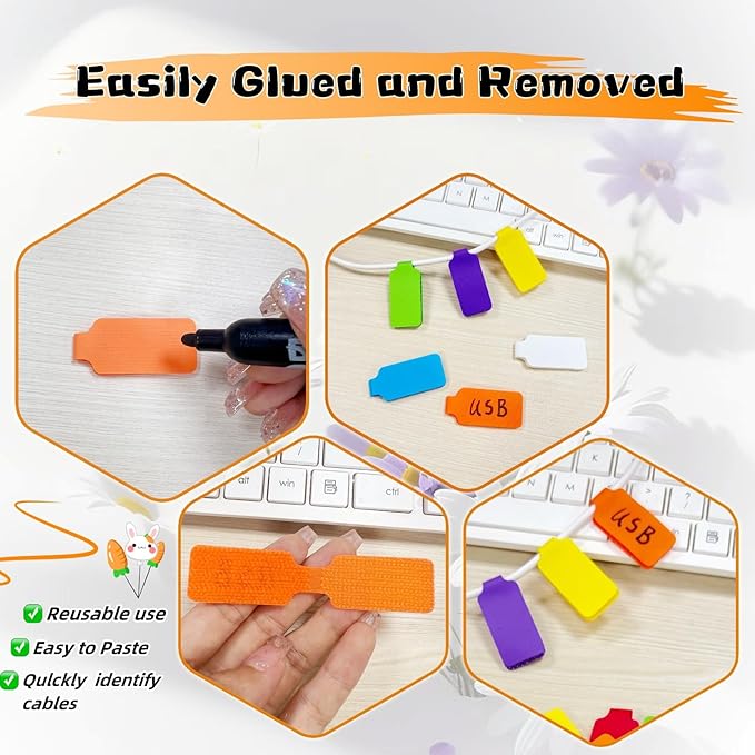 24PCS Multi-Color Cable Ties - Reusable Fastening Straps for Electronics and Cord Organizer, 8 Colors