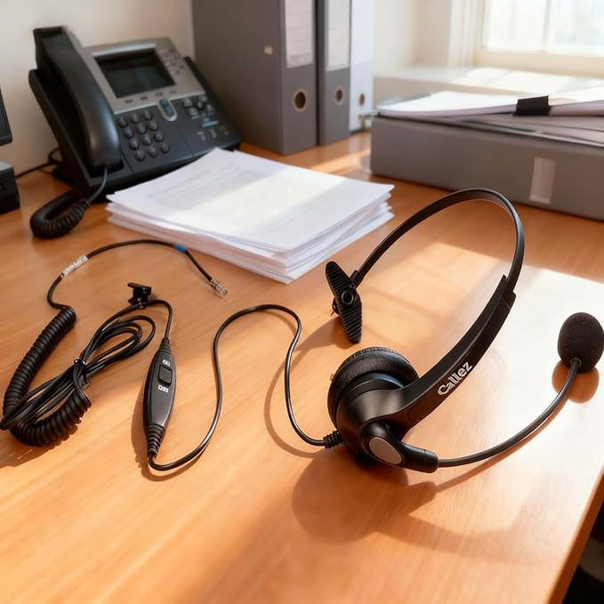 Callez RJ9 Cisco Phone Headset for Office Phone with Noise Cancelling Microphone & Mute Switch, Telephone Headset Compatible with Cisco IP Phones 7821 7841 7945 7962 7965 7975 8811 8841 8851 8865