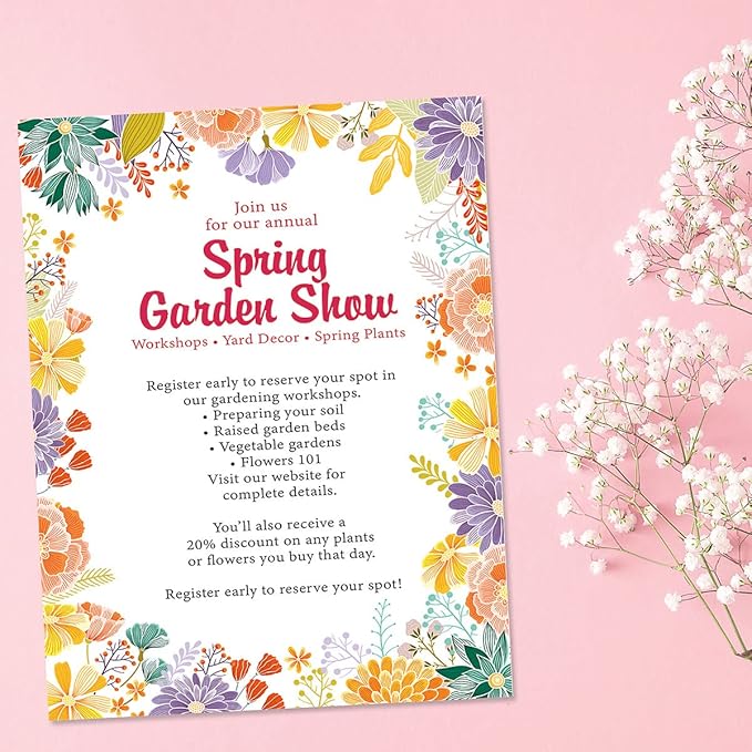 Current Wildflower Floral Letter Paper - Spring Stationery Papers With Decorative Wildflower Border, Printable Holiday, Wedding & Bridal Shower, & Invitation Sheets, Set of 25, 8 1/2" x 11"