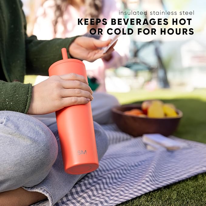 Simple Modern Classic Tumbler with Lid and Straw | Insulated Iced Coffee Cup Reusable Stainless Steel Water Bottle Travel Mug | Gifts for Women Men Her Him | 28oz | Tropical Wave