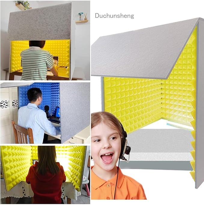 V3VOGUE Desktop Soundproof Cover, Portable Vocal Recording Booth, Isolation Booth Box for Home Studio, Microphone Recording Equipment, Ecosfriendly Material, for Podcasts Work Singing Broadcasting