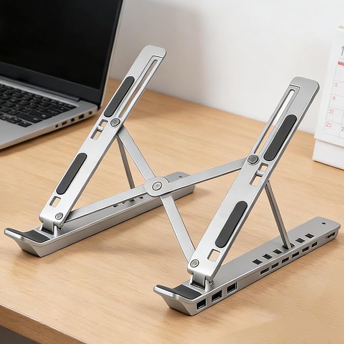 Laptop Docking Stand USB – Ergonomic Foldable Cooling Tablet Support, RGB Station Desk Computer, Monitor Display Office Home Work | Desk Computer Monitor Display Office Home Work Charging