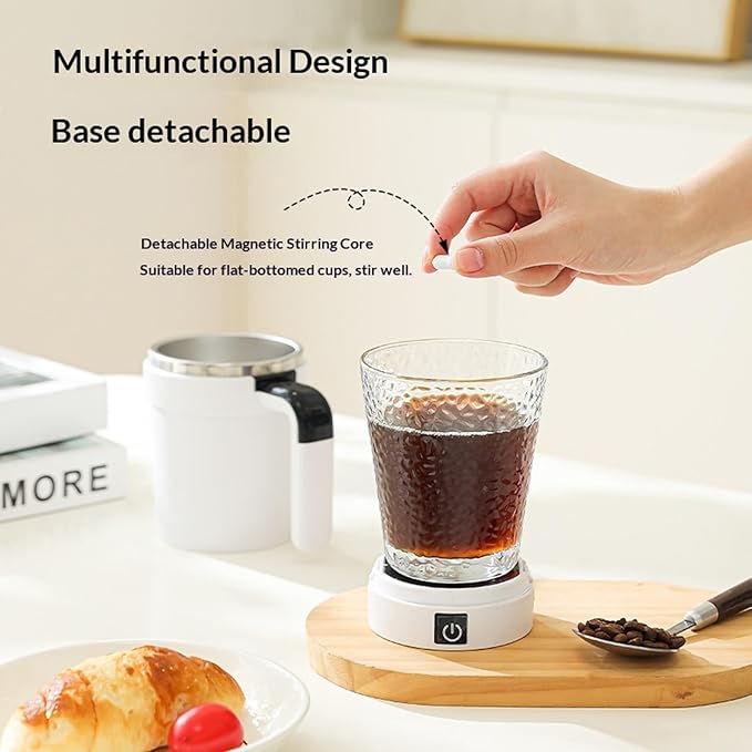 Self Stirring Coffee Mug with Lid,304 Stainless Steel Self Stirring Cup,Rechargeable Coffee Mug with Temperature Display,Suitable for Home and Office (Purple)