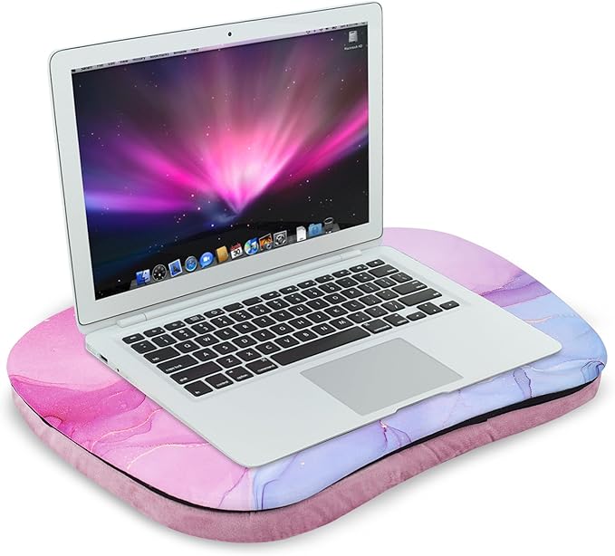 Jasenna Laptop Desk with Phone Holder and Device Ledge - Portable Lap Desk with Pillow Cushion,Fits up to 15.6 inch Laptop for Home Office (1-Purple Blue Splash Ink)