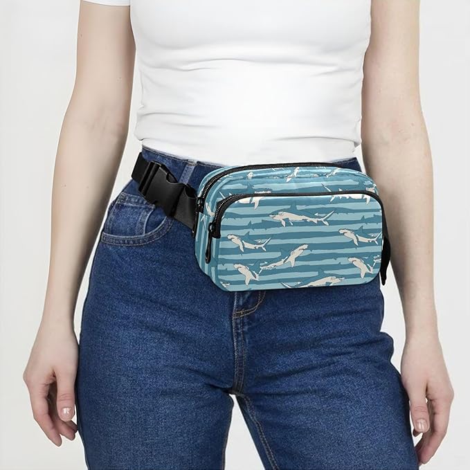 Sea Sharks Fanny Pack for Women Men Water Resistant Fashion Waist Packs with Adjustable Strap Belt Bag for Travel Workout Jogging Hiking 21219261