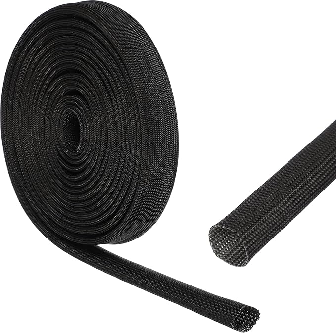 uxcell Insulation Cable Protector,18mm/0.71 Inch-5 Meter/16 Feet High Temp Fiberglass Sleeve Black