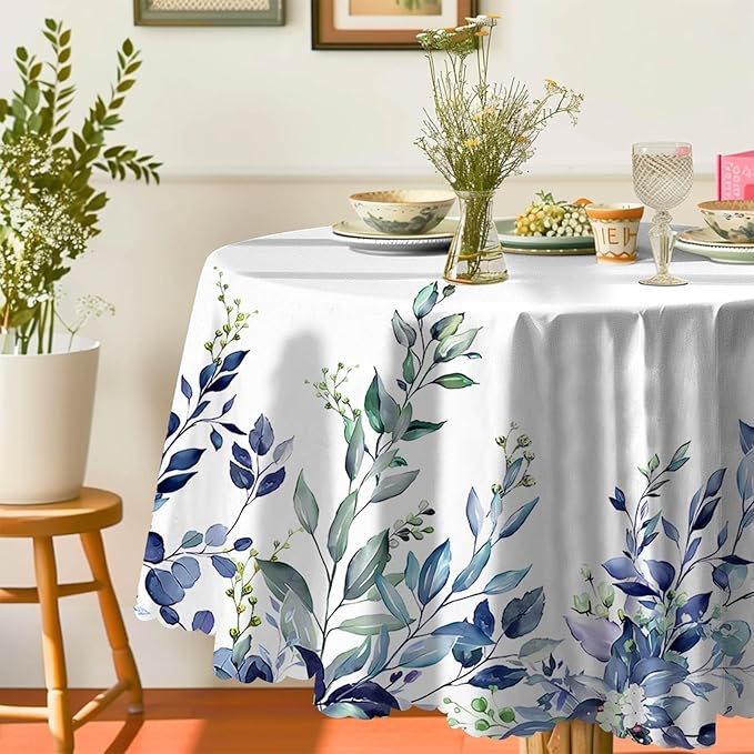 Eikione Kitchen Tablecloth 60 inch Round Boho Tablecloths Polyester Table Cloth for Party Restaurant Banquet Dining Buffet Table Picnic Decorations
