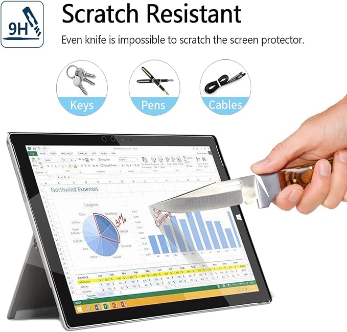 Megoo Screen Protector for Surface Pro 3, Tempered Glass, HD Clear-Scratch resistant-Friendly Touching Screen - Designed for Microsoft Surface Pro 3 (12 inch) ¡­