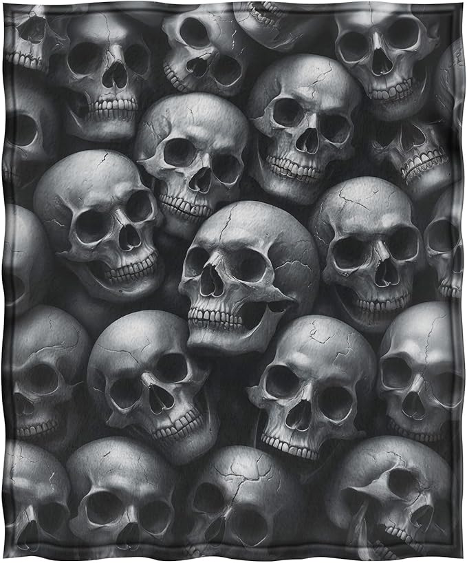Jekeno Gothic Skull Blanket Gifts for Women Men Girls Boys Mom Wife Husband Dad Halloween Birthday Christmas Skeleton Horror Dark Presents Home Bedroom Living Room Bed Sofa Decor Throw 50"x60"