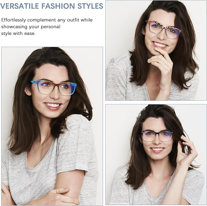 CLASAGA Progressive Multifocus Reading Glasses for Women, Pattern Print Blue Light Block Stylish Ladies Computer Readers
