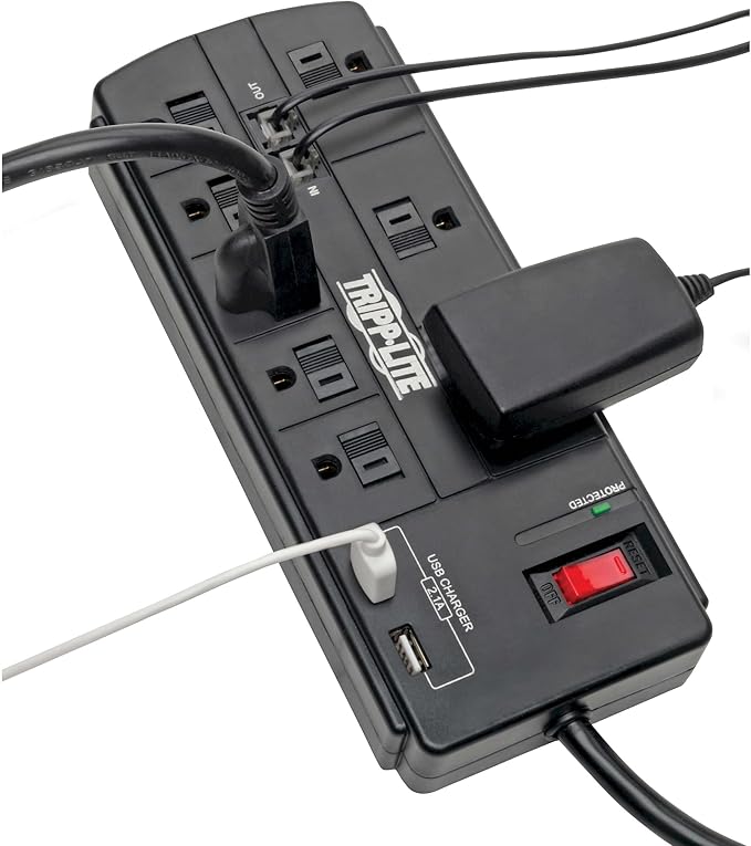 TRIPP LITE USB Charging Computer Surge Protector (TLP88TUSBB) - Black