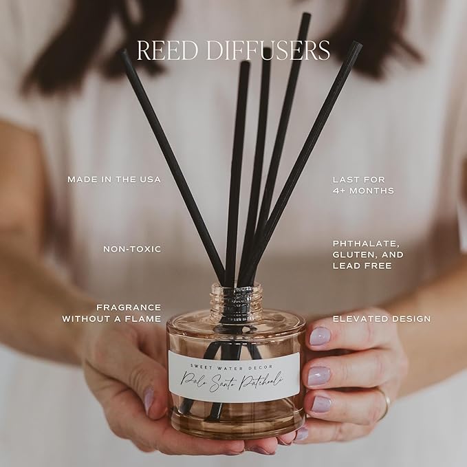 Sweet Water Decor Cashmere and Vanilla Reed Diffuser – Room Decor Aesthetic with Long-Lasting Premium Fragrance of Milky Coconut, Jasmine, Soft Cashmere, and Pear, for 4 Months – Ideal for Home Decor