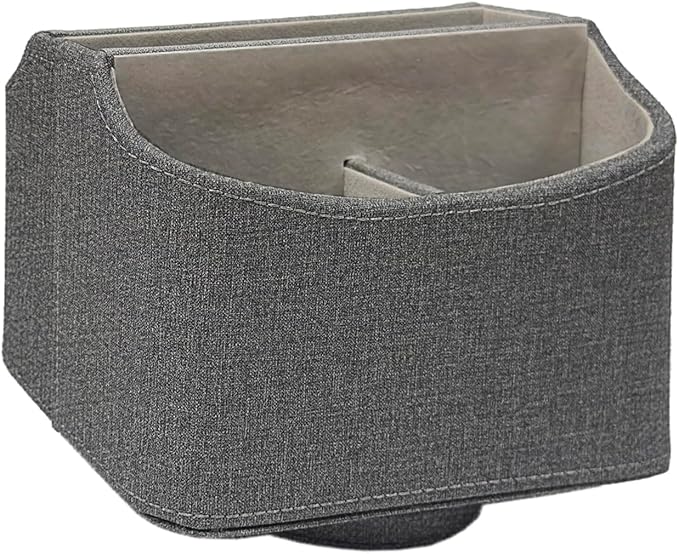 UnionBasic Rotating Desk Organizer, 360 Degree Desk Spinning Caddy, Desktop TV Guide/Mail/Media/Remote Controller Holder Organizer, Grey Linen Texture