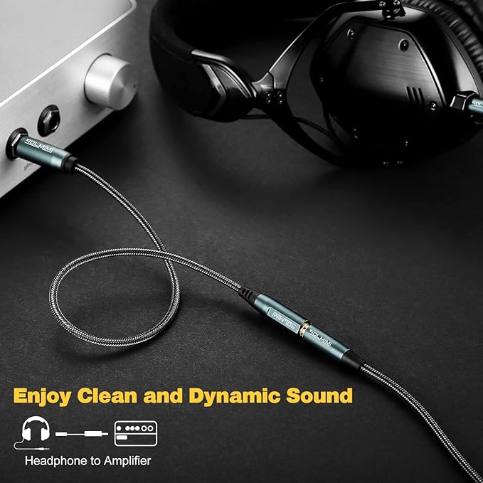 SOLMIMI 1/4 to 1/8 Headphone Adapter (10 Feet), 6.35mm Male to 3.5mm Female TRS Stereo Audio Jack Adapter Cable for Mixer Guitar Amp Piano Keyboard Amplifier Headphone Speaker (10 FT/3 Meter)