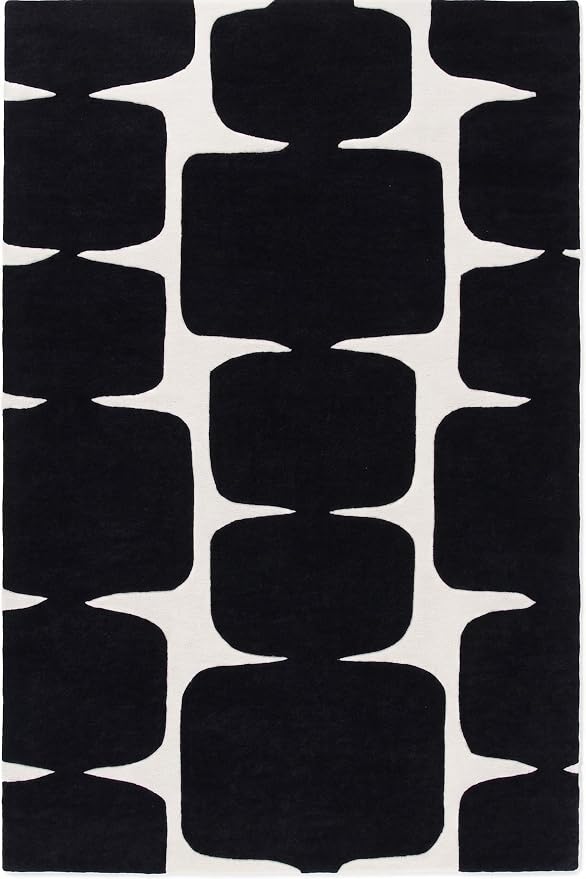 Restoration and Renovation Modern Wool Area Rug - Contemporary Abstract Geometric Design, Thick & Soft Hand-Tufted Carpet - Ideal for Indoor Decor in Living Room, Bedroom (Black, 3' x 5')