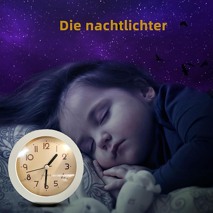 HIQU and HIST Alarm Clock with Backlight, 4 Inches White Desk Clock (White)