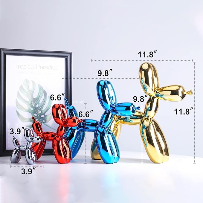 Blue Balloon Dog Decor,Balloon Animal Decor,Shelf Decor Preppy Room Decor,Cute Statue Home Decor, Bedroom Modern Sculpture Desk Decor,Office Gold Decorations Small Figurines