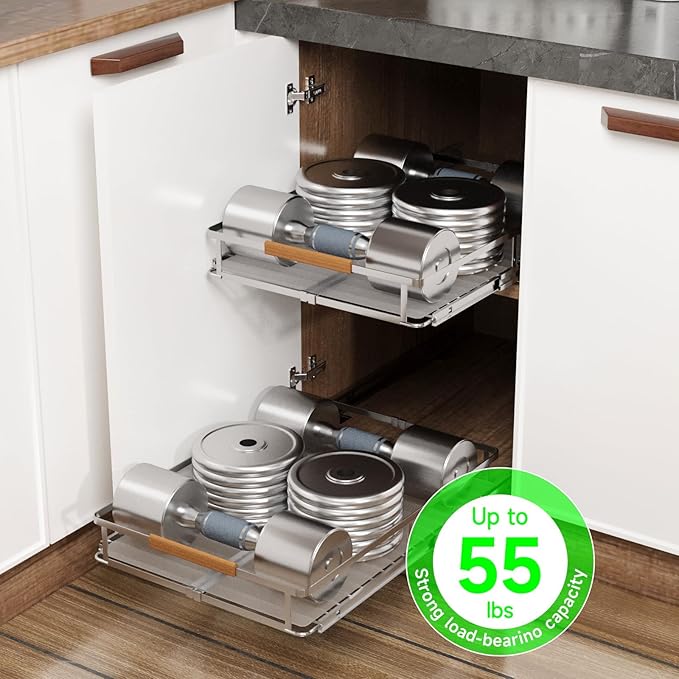SOFRON Expandable Pull Out Drawers for Cabinets, Kitchen Cabinet Slide Out Shelves, Adjustable Roll Out Drawers, X-Large 2 Pack