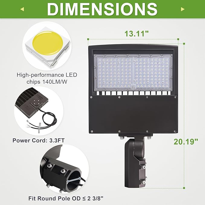 LED Parking Lot Lighting 150W, 21000LM 1-10V Dimmable LED Street Light, Outdoor Shoebox Area Light, Surge Protector Built-in, Slip Fitter Mount
