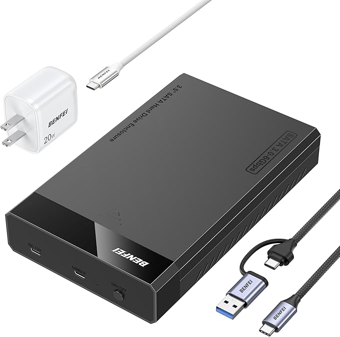BENFEI 3.5/2.5 Inch SATA HDD/SSD Enclosure, Tool-Free Design, Supports 20TB HDD & UASP