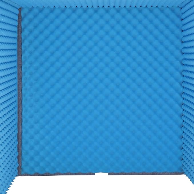 Desktop Soundproof Cover 31" H X 31" W X 31" L Recording Booth Portable Vocal Recording Booth with Double Sound Insulation Vocal Sound Absorbing Shield for Recording Studios, Offices（Blue+Gray）