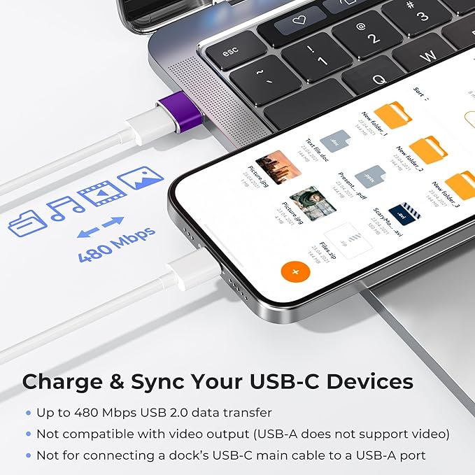 Basesailor USB to USB C Adapter 3 Pack,Type C Female to USB A Male Cable Converter for Apple Watch iWatch Series 7 8,iPhone 15 14 13 11 Max Pro,iPad 10 9,Air 4 5 Mini 6,Samsung Galaxy S23 S22 S21,OTG