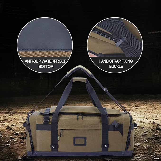 Large Duffle Bag for Travel - Men & Women, Foldable Gym Duffle Backpack, Heavy Duty Tactical Military Canvas Duffel Bags, Extra Big Carry On with Shoe Pockets, Waterproof (80L/103L)