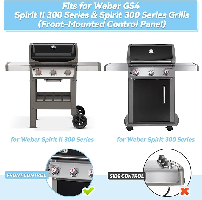 15.3" Flavorizer Bars for Weber Spirit 300 and GS4 Spirit II 300 Series E310 E320 E330 S310 S320 S330 with Front Control Knobs, Porcelain Steel Grill Heat Plates Replacement for 7636, 5 Pack