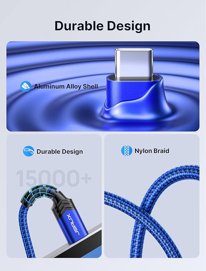USB Type C to 3.5mm Female Headphone Jack Adapter, JSAUX USB C to Aux Audio Dongle Cable Cord Compatible with iPhone 15 Pro Max/15 Pro/15 Plus, Samsung Galaxy S23/S22/S21 Ultra, iPad Pro, Pixel (Blue)