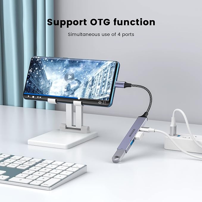 MOGOOD USB C Hub Support Charging USB Multiport Adapter,USB C to USB Hub with 60W PD,USB Splitter for Laptop Compatible with Mac Pro,iMac,iPad Pro,Chromebook,Dell XPS,Samsung,and More Type C Devices