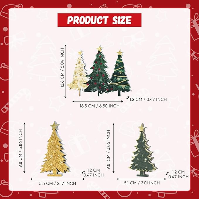 Smile 3 Pcs Wooden Blocks Christmas Decoration Trees Signs, Rustic Centerpieces Wooden Trees, Tiered Tray Decorations for Home Table Shelf Decor.