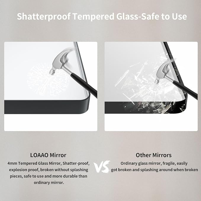 LOAAO 55X36 Inch Black Metal Framed Bathroom Mirror for Wall, Matte Black Bathroom Vanity Mirror Farmhouse, Large Rounded Rectangle Mirror, Anti-Rust, Tempered Glass, Hangs Horizontally or Vertically