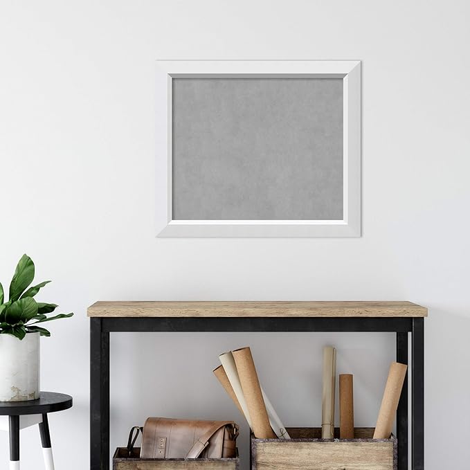 Amanti Art White Framed Magnetic Board 24x28 Medium Vision Board for use with Magnets, 100% Metal Sheet to Display Items as Office Decor or for Home Organization in mudroom, Kitchen or Kids Room