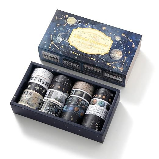 Auguro 18 Rolls Celestial Washi Tape Set Galaxy washi Tape for Crafts and Journaling DIY washi Tape for journaling Decorative Tape for Scrapbook Scrapbooking Supplies