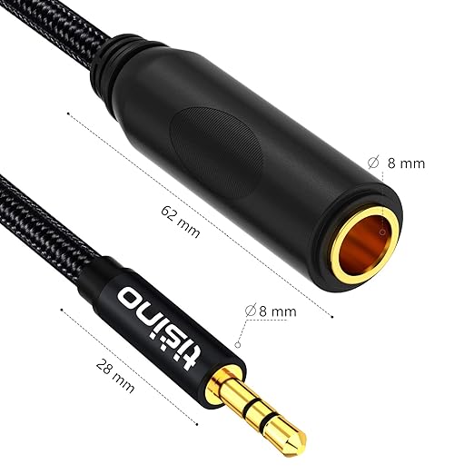 Tisino 1/4 to 3.5mm Adapter, 1/4" Female to 1/8" Male Stereo Audio Adapter for Headphone, Amplifiers, Guitar, Amp etc. - 10ft/3m