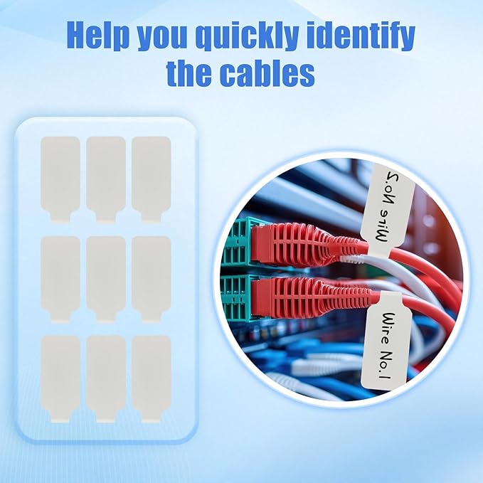 50 Pieces Cord Labels Self-Adhesive Nylon Cable Labels Tags Waterproof Wire Cable Tags or Electronics Office Computers Management and Identification (White)